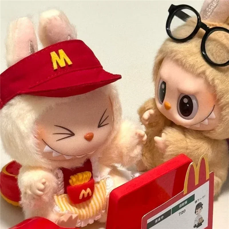 Roupas de boneca labubu, 15-17cm, conjunto de moda, série de comida rápida, batatas fritas, hambúrgueres, roupa, acessórios de cosplay
