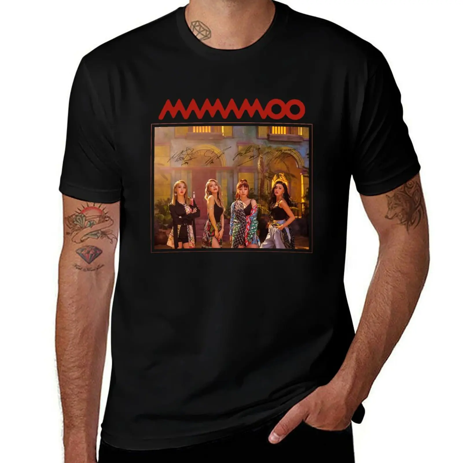 MAMAMOO ??? - Red Moon : Group (With PRINTED Autographs) Design #2 T-Shirt plus size tops new edition men graphic t shirts