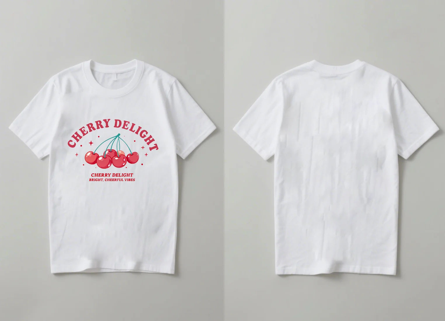 2025年 最新トレンドのおしゃれなチェリージョイプリント半袖Tシャツ カジュアルなラウンドネックトップス