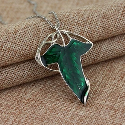 1Pcs Vintage Green Leaf Pendant Necklace The Hobbit Lord of The Rings Elven Pendant Chain Necklace Jewelry Women Gift