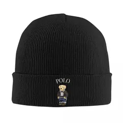 Kawaii ursos vintage luxo malha chapéu gorros outono inverno chapéu cor quente poloo bonés para homens