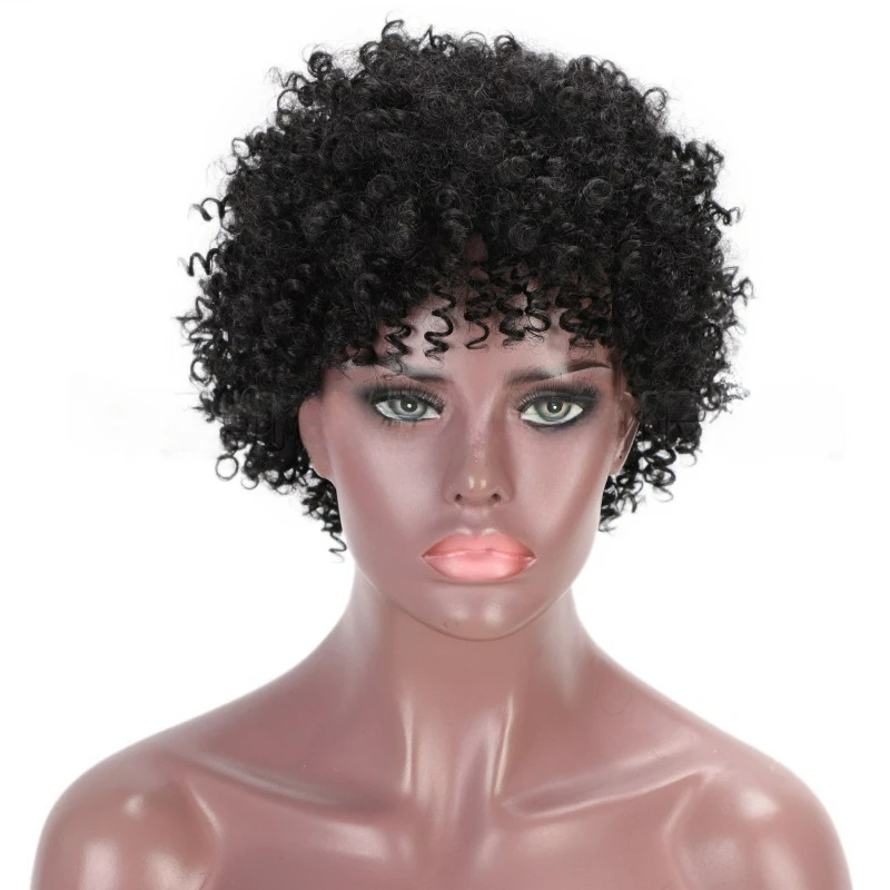 شعر مستعار قصير مجعد مع الانفجارات للنساء ، شعر اصطناعي صغير ، استخدام تأثيري يومي ، 6 بوصات ، لون 1B #2