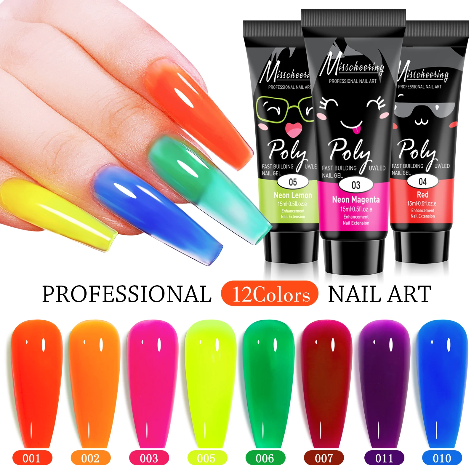 

15ml Poly Nail Gel for Extension Green Clear Nail Polish Semi Permanent Glitter Acrylic Building Gel for Manicure UV Polygels