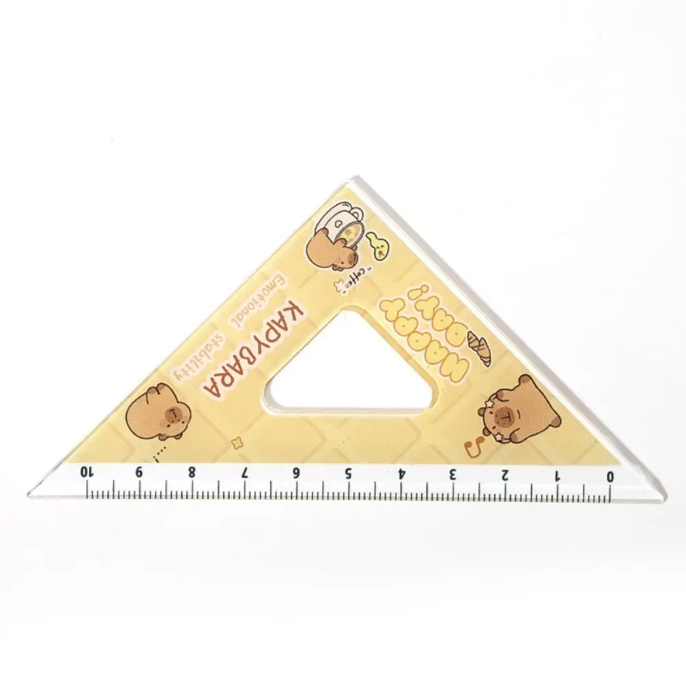 4pcs/set Creative Acrylic Capybara Set of Rulers Office Supplies Drawing Tools Straight Ruler Cute Cartoon Protractor
