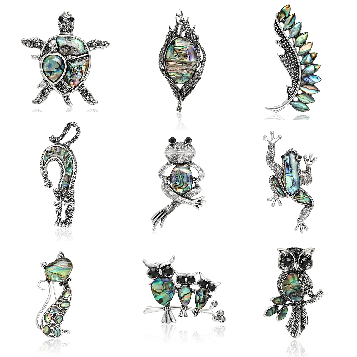 Beaut&Berry Fashionable Natural Abalone Shells Various Versatile and Personalized Coats Pins Jewelry Accessories Gift