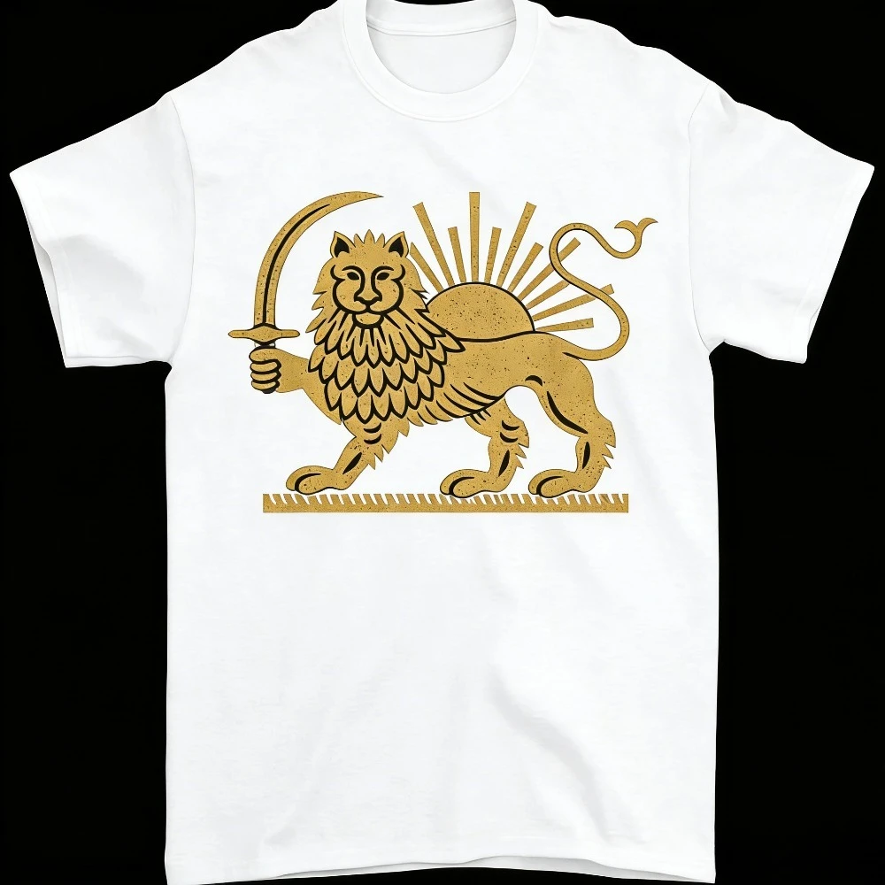 Persian Flag Shirt Iranian Lion Sun and Crown Iran Persia Unisex T-Shirt Iranians Gift Tshirt Men Women Daily Life Cotton Tops