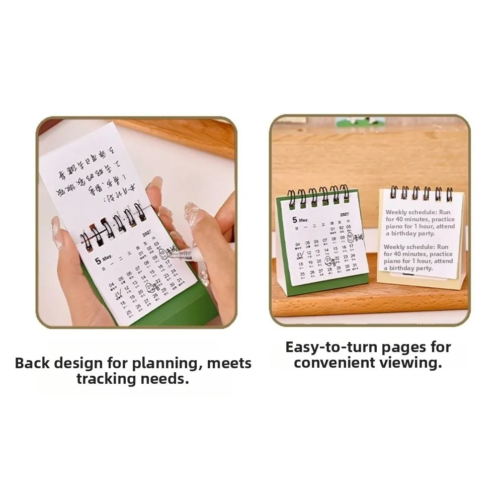 Gifts Mini 2027 Desk Calendar Double Coil Standing Base Mini Calendar Standing Calendar Home Office
