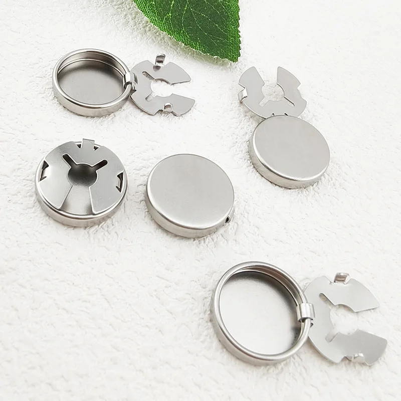 10Pcs Per Lot Stainless Steel Turtle Clasp Cufflinks Blank Smooth Round Bezel Tray Cabochon Base DIY Handmade Shirt Accessories
