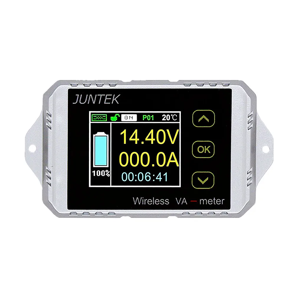 Digital Wireless Ammeter Voltmeter 0-100V/0-400V Battery Capacity Monitoring Coulomb Counter 0-300A Color Screen Coulomb Meter