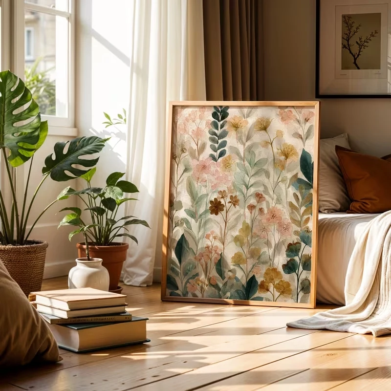 Vintage Abstract  Wildflower  Wall Art Print Canvas Painting Poster Picture For Living Room,Bedroom Home Decor image 4