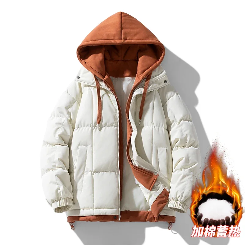 Parka con capucha para hombre, chaqueta gruesa informal de alta calidad, Color sólido, 2024