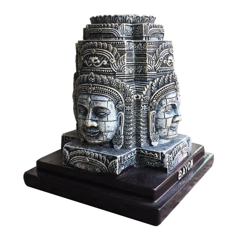 Angkor Wat Khmer Smile Buddha Figurine Resin Craft Creative Home Decor Tourist Souvenir Gift Cambodia Theme