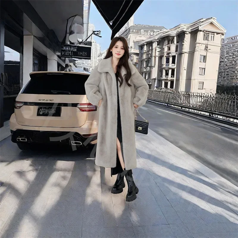 Female Coat 2024 Winter New Environmentally Friendly fur Integrated Mink Coat Stand Collar Mink fur Imitation fur for Women WLF