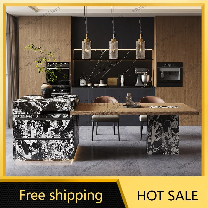 Best Sellers Italian Minimalist Kitchen Islands Dining Table Luxury Central Island Customizable Multi-Functional Open Kitchen Fu