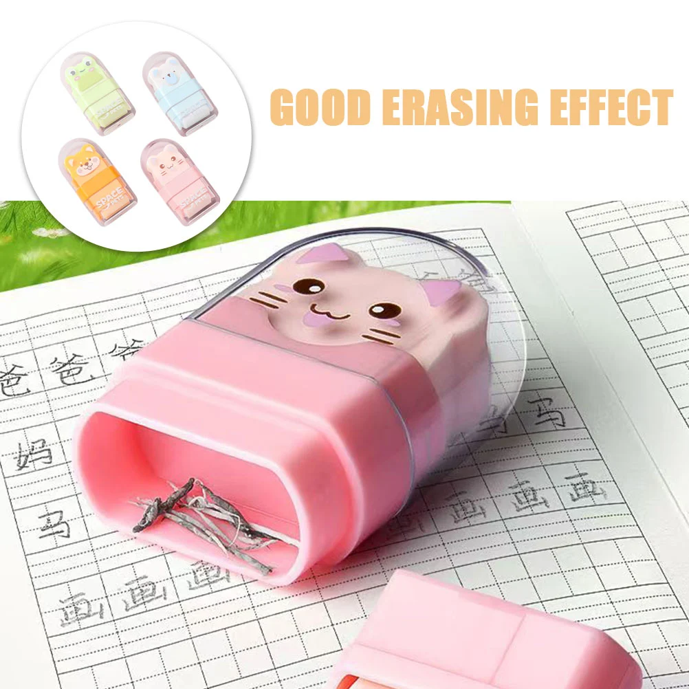 4 Pcs Roller Eraser Animal Themed Erasers Cute School Supplies Back to Season Kids Adorable Cartoon Shave Educational