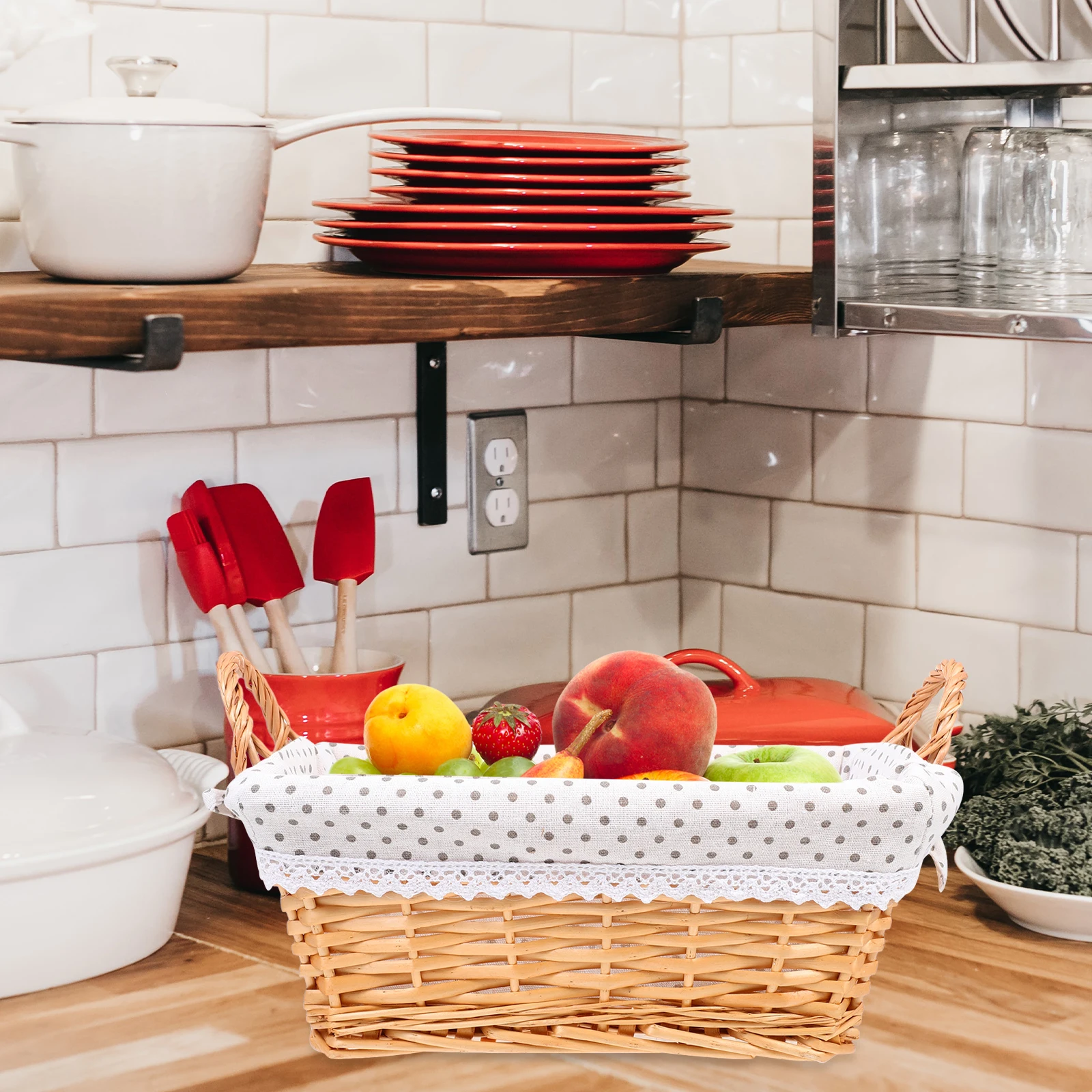 

Underwear Storage Basket Woven Desktop Organizer Rustic Home Clothes Container Handled Basket with Liner