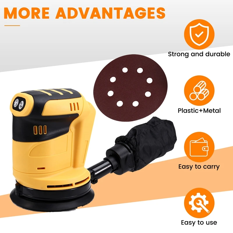 For Dewalt 18V 20V Battery Cordless Polishing Machine 125Mm Wood Grinder Metal Car Waxing Polishing Machine Wood Grinder