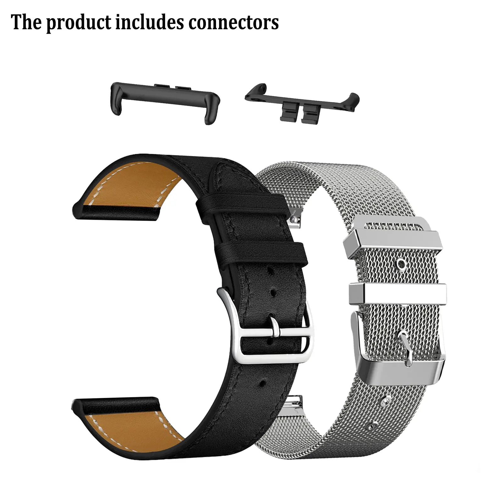 2pcs Stylish Bands for Honor Choice Watch 2i One Leather Strap and One Metal Strap