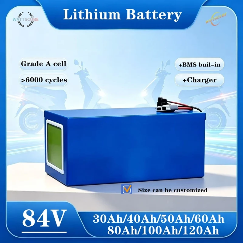 84V 50Ah 30Ah 40Ah 100Ah 60Ah 80Ah lithium ion battery for 5000w inverter Floor cleaner golf cartroller coaster