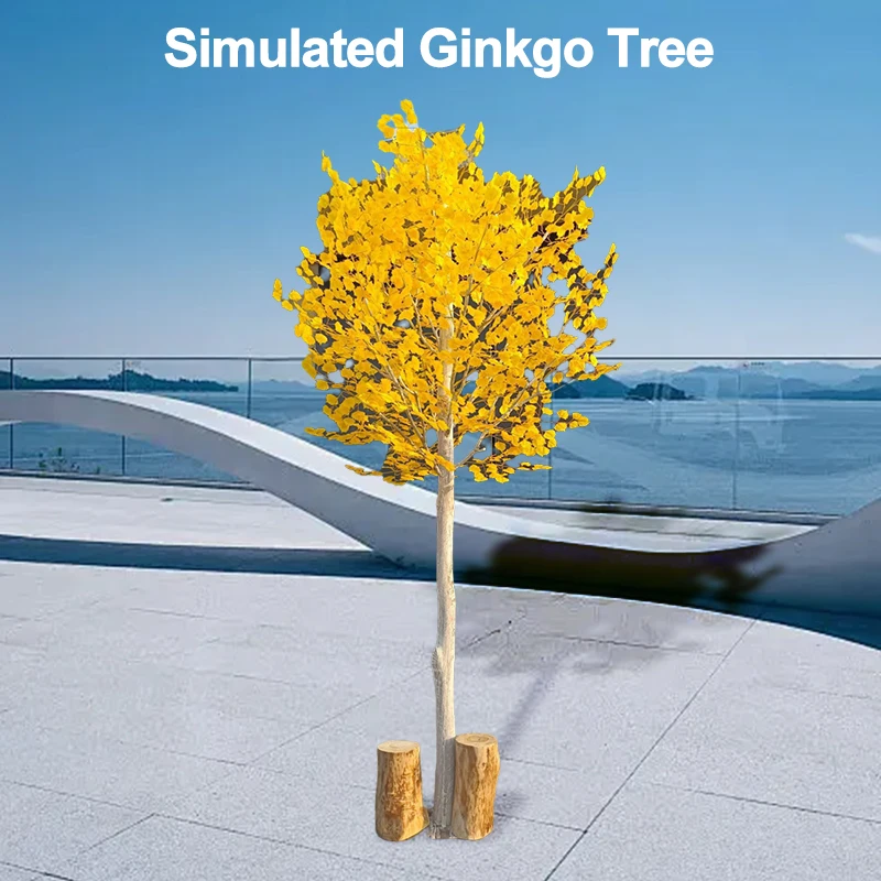 

150-500cm Artificial Birch Tree Landscaping Fake Tree Trunk Silk Fake Leaves Ornamental Indoor Faux Plant For Home Wedding Decor