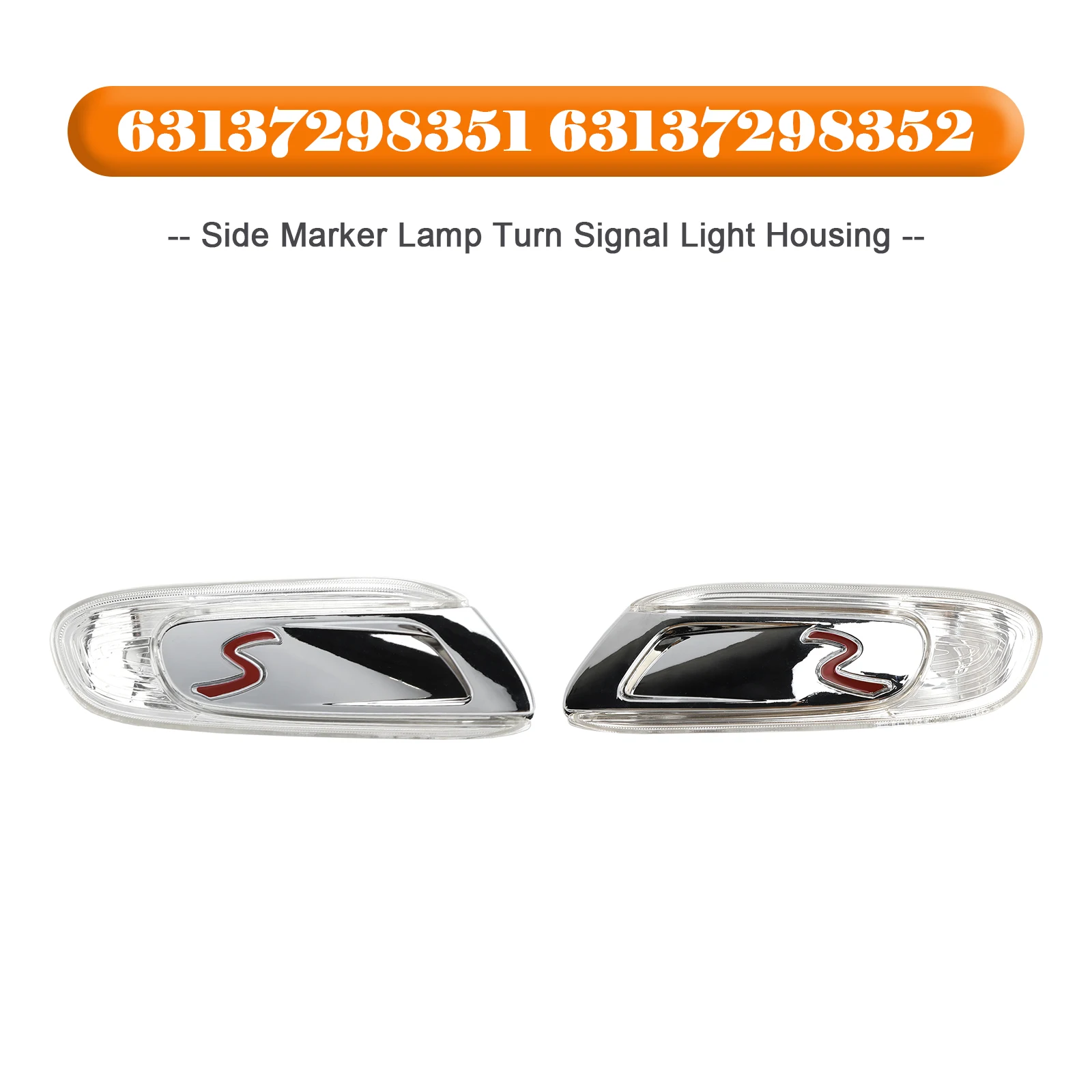 

Pair Side Marker Lamp Turn Signal Light Housing for MINI F55 F56 F57 S 2014-2021