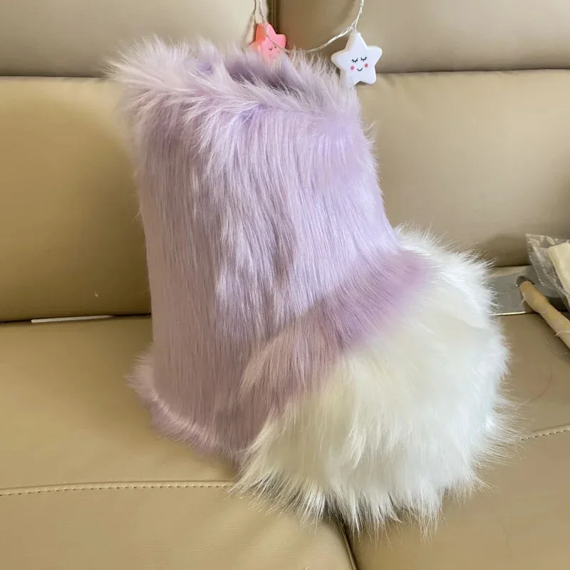 New Kig fursuit cosplay paw shoes furry fursuit cosplay rubbit Cat boots cute fluffy animal manga party cos wearable costume view 5