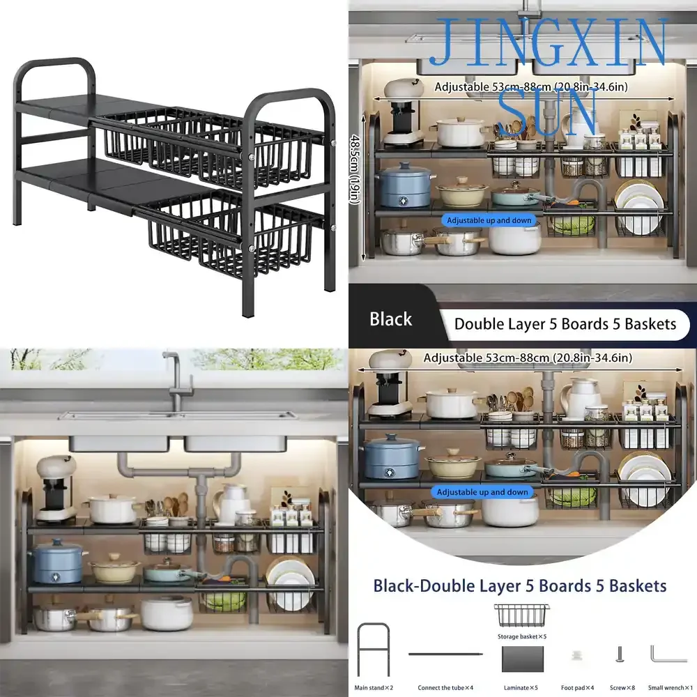 1 Set Multipurpose Expandable Cabinet Shelf Rack for Kitchen Countertop Cupboard Pantry Storage Shelves Under Cabinet