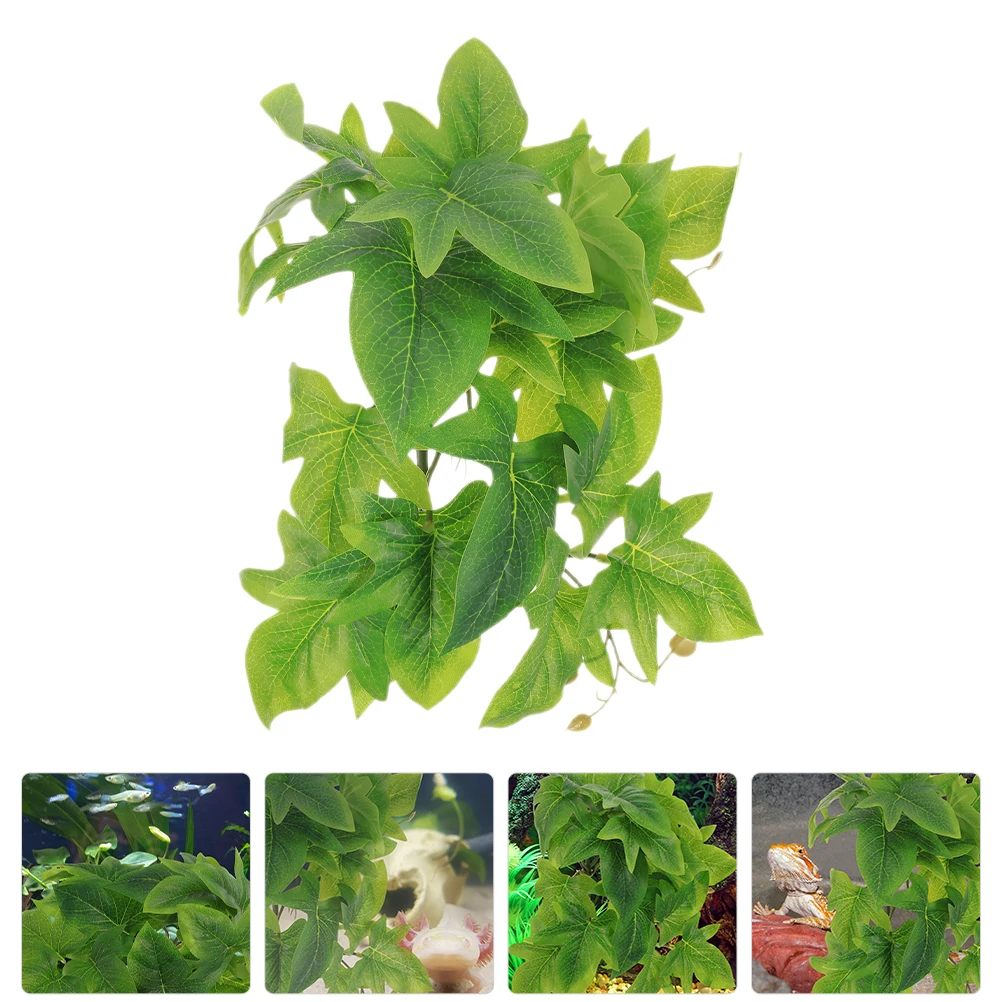 

Artificial Hanging Plants Reptile Terrarium Decor Green Foliage Plastic Branch Leaves Supplies Habitat Ornament Pet Accessories
