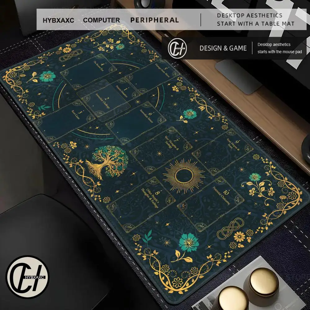 Tarot Mat Large Size Green Altar Mouse Pad Game Rubber Base HYBXAXC Computer Laptop Keyboard Mats Accessories Offices Decor Rug