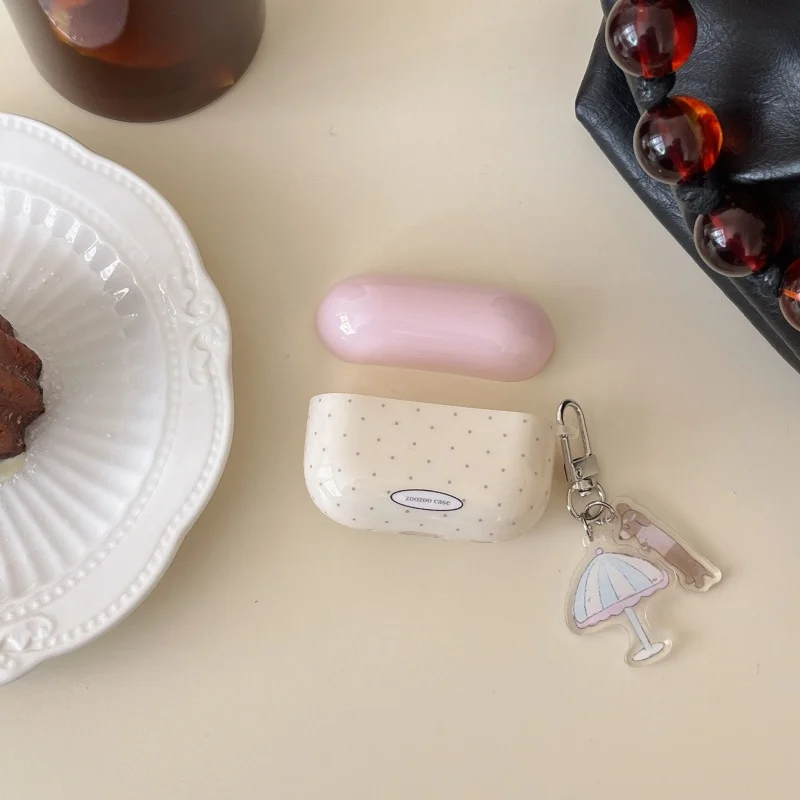 New ins style beige pink color IMD earphone case with Pendant hook for Apple Airpods 1 2 Pro pro2 airpods 3 Airpods 4