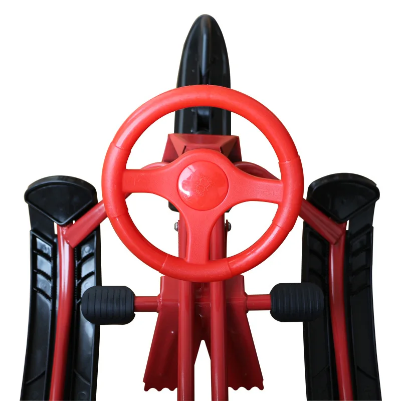 Winter Ski Sled for Kids and Teens with Sensitive Steering Wheel, Twin Brakes and Pull Rope