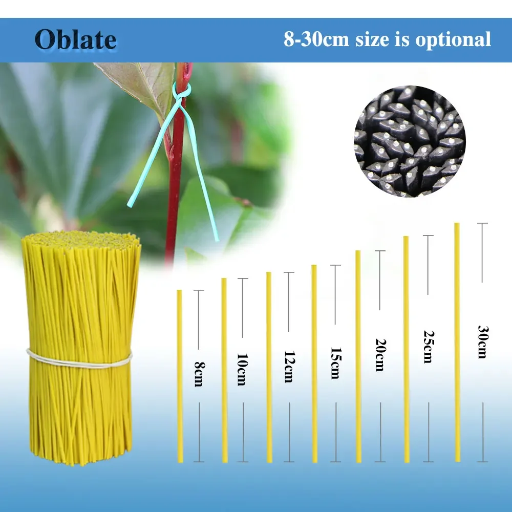 New 100PCS Oblate Gardening Cable Ties Reusable Iron Wire Twist Tie for Flower Plant Climbing Vines Multifunction Coated Fix Str