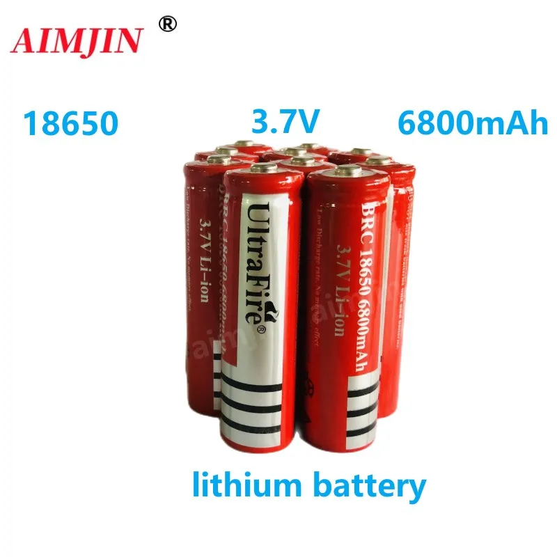 Batería de Litio recargable para linterna Led, 3,7 V, 6800mAh, 18650