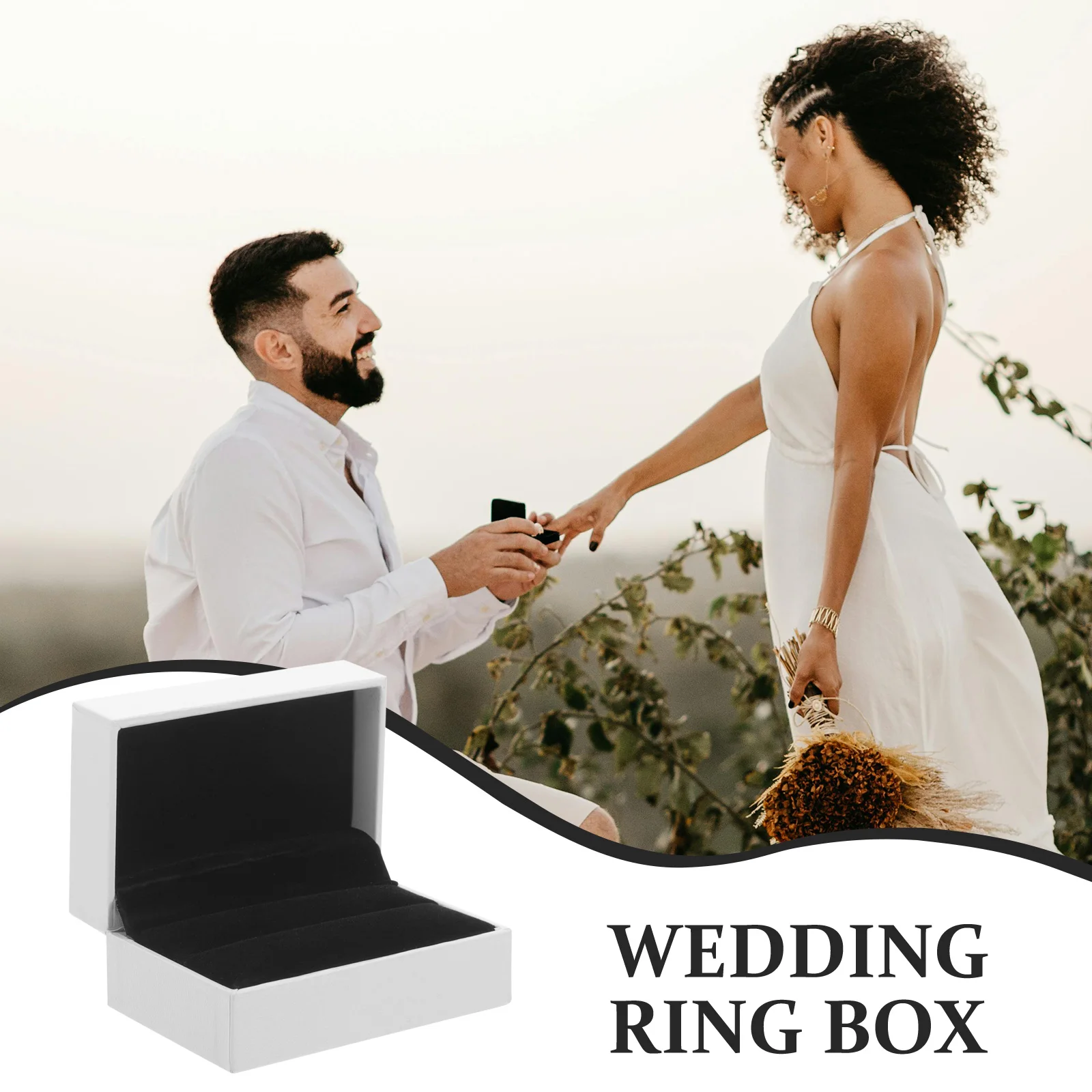 

Gift 75x50x35mm Couple Rings Engagement Jewelry Case Lightweight Small Ring Box Storage Double Ring Box Holder