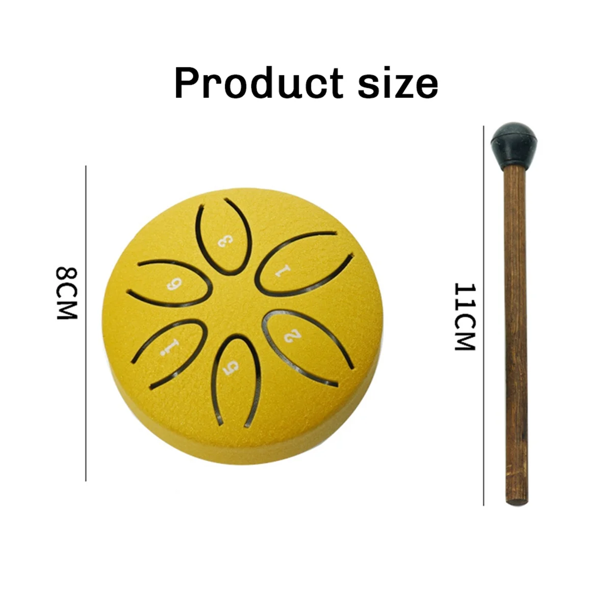 Rain Drum for Outside, Steel Tongue Drum 6 Notes 3 Inches Chakra Tank Drum Steel Percussion Padded Mallets Gold