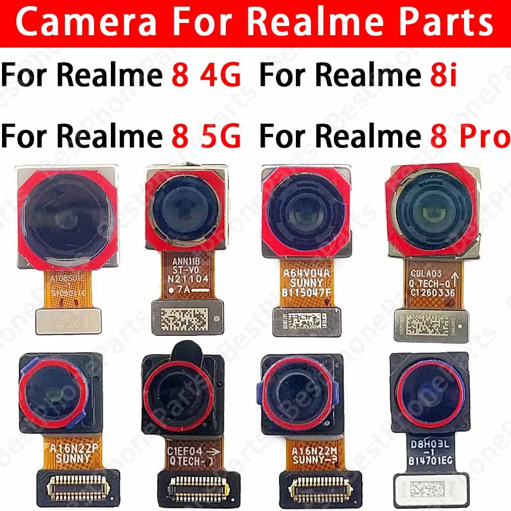 Front and Rear Back Camera For Realme 8 Pro 8i Realme8 Realme8i 5G Main Facing Camera Module Flex Cable Replacement Spare Parts