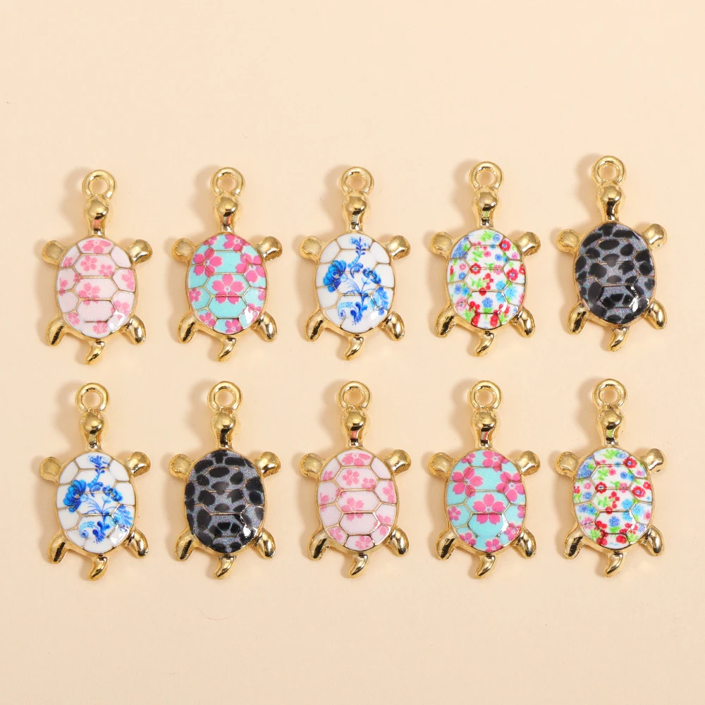 10Pcs New Trendy Multicolor Enamel Turtle Charms For Making Handmade DIY Cute Ocean Animal Pendants Necklace Jewelry Accessories