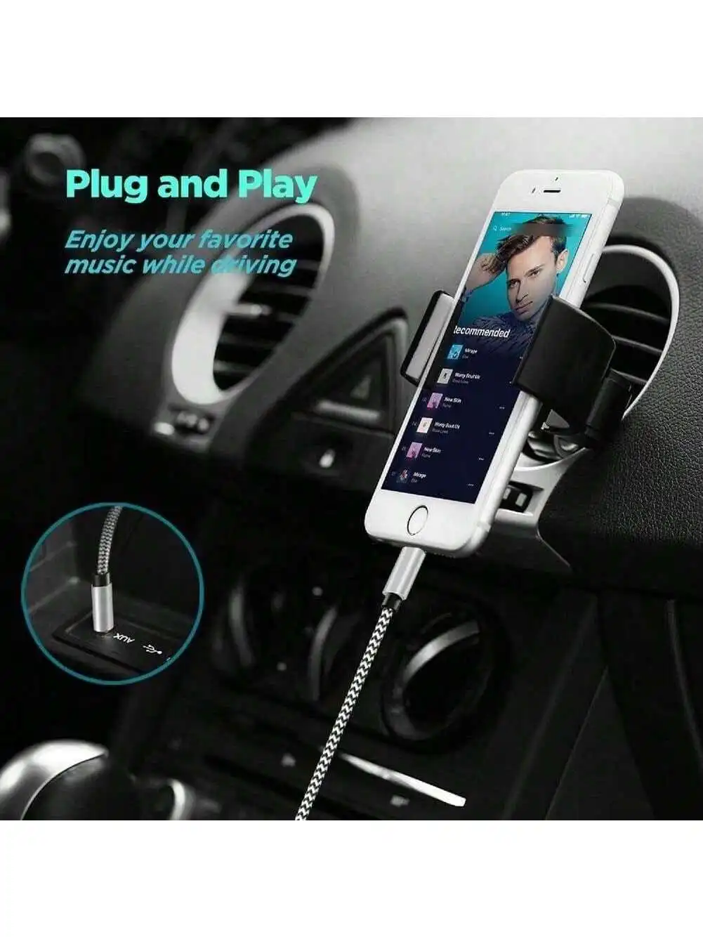 Auxiliary Cable Compatible with iPhone 3.5mm Auxiliary Audio Headphone Jack Adapter for Car Home Stereo/Speaker/Headphone/Iphon