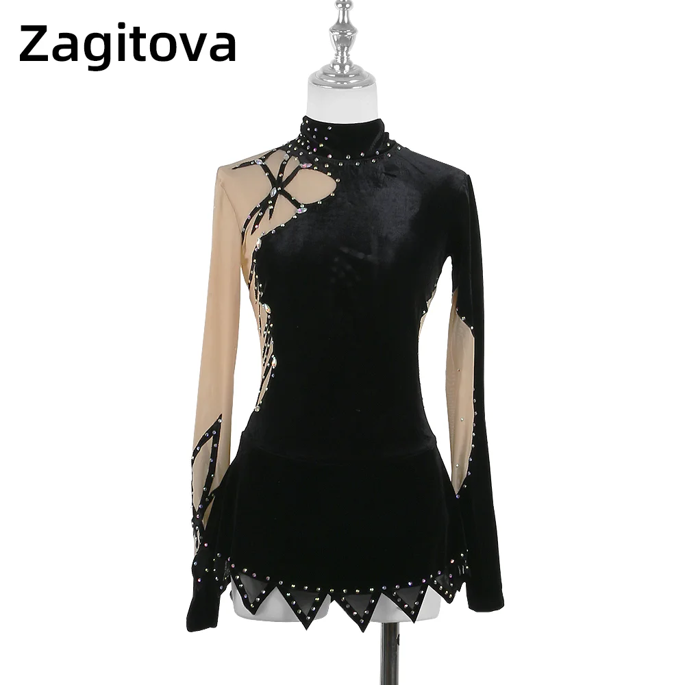 Zagitova Figure Skating Dress For Women Girls Ice Skating Skirt Performance Competition Gymnastics Acrobatics Velvet