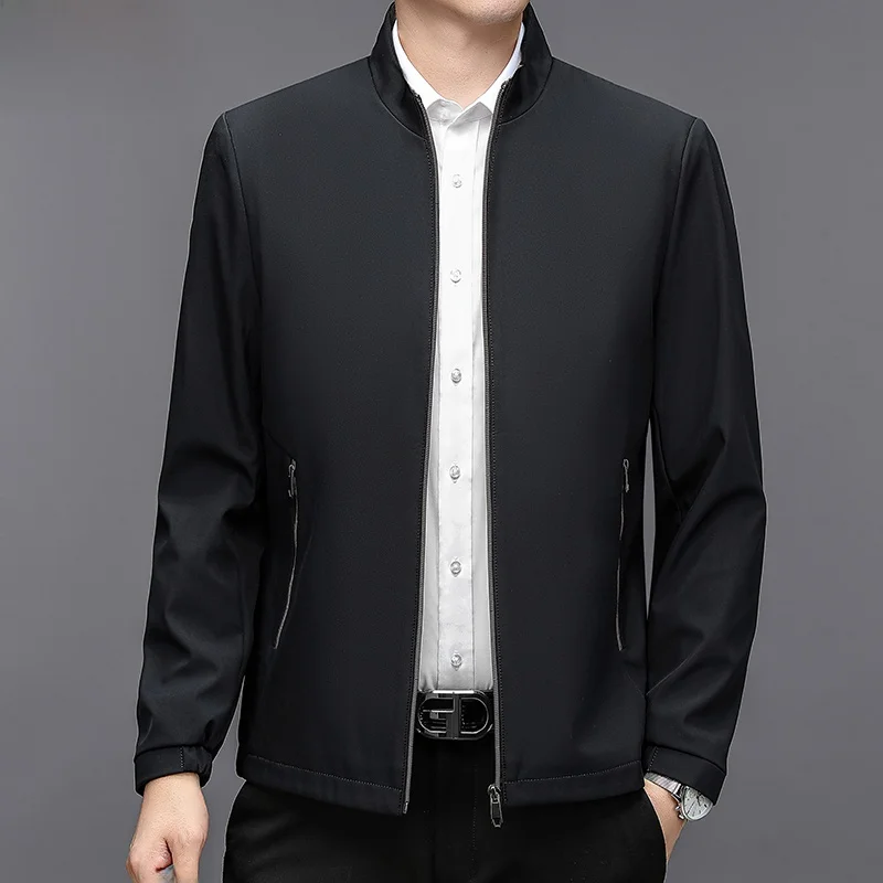 

Busin Casual Stand Collar Jaet Thin Outerwear Top for Middle-Aged Men Spring Autumn New Arrival HongiNuo Dad Clothes