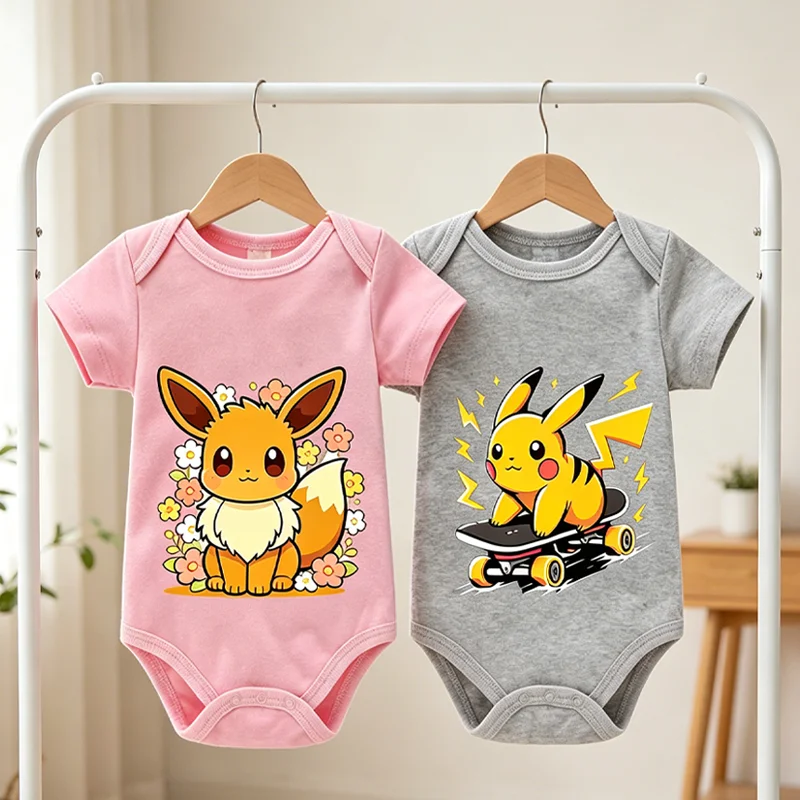 Pok É Mon Baby Crawl Clothes Newborn Clothes Printed Cute Anime Jumpsuit Crawling Suits Summer Skin-friendly Rompers Gift