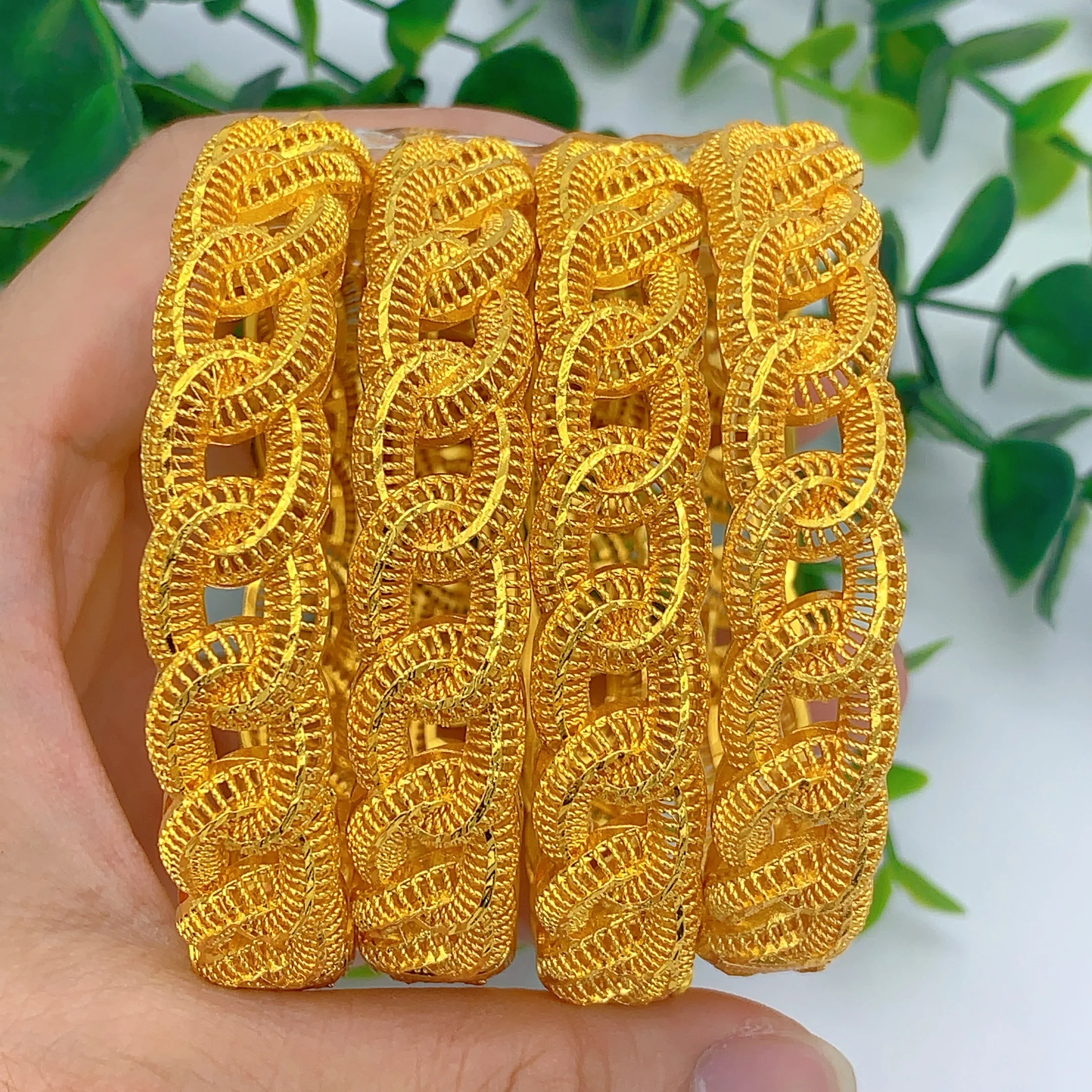 Arabic Charm Gold Plated Bracelets Bangles For Women Indian Dubai African Ethiopian Hand Jewelry Wedding Party Gifts