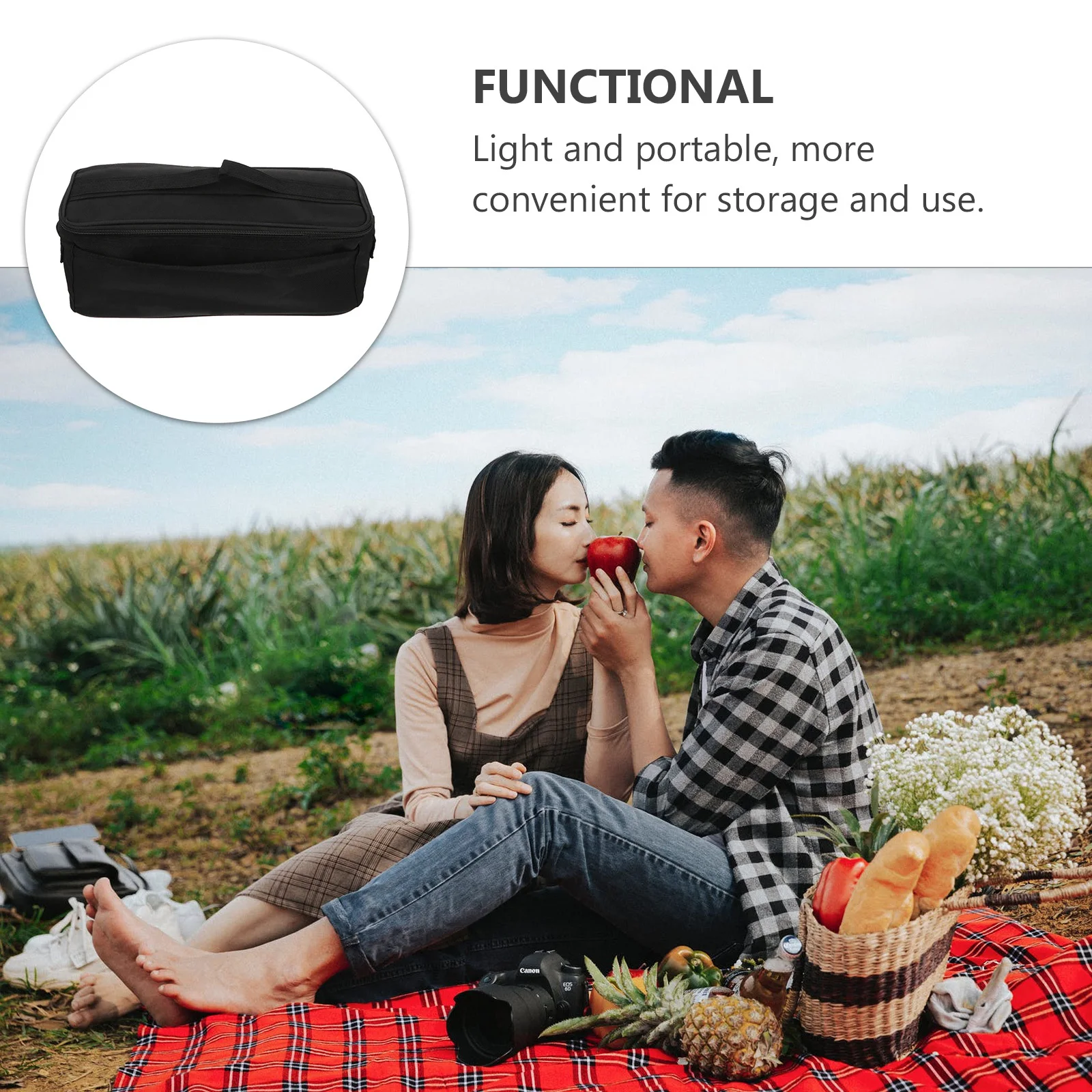 

Waterproof Cutlery Storage Bag Black Oxford Fabric Lunch Bag Portable Picnic Tableware Container Outdoor Meal Carrier Cookware