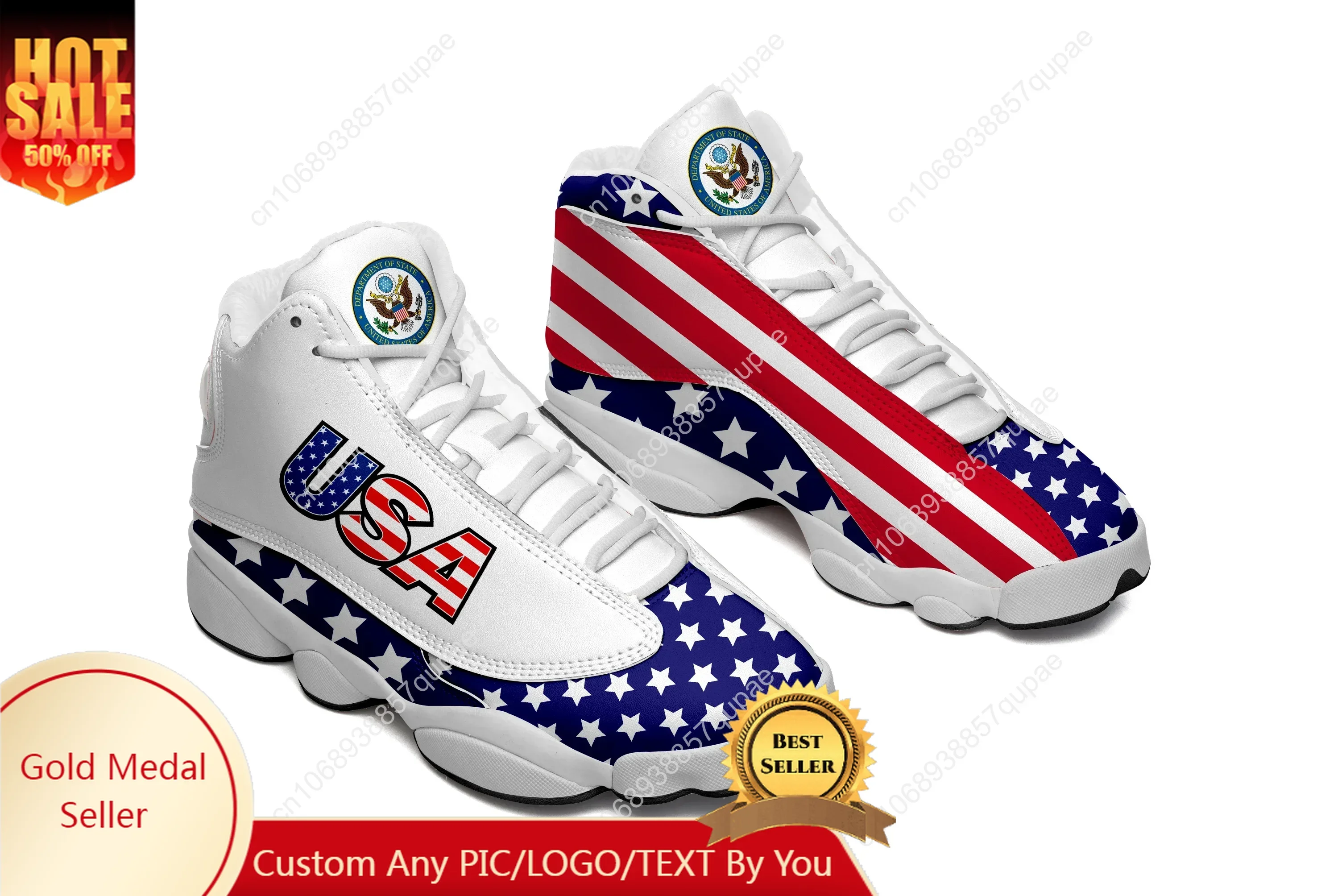 

Dropshipping Print On Demand Custom Basketball Sneaker USA United States Flag Custom Print POD Shoes Custom Shoes