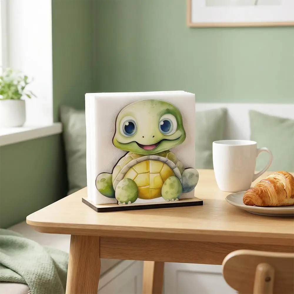 

Napkin Holder Wooden Cartoon Animal Shaped Tissue Dispenser Dining Table Napkin Holder for Bathroom Countertop Counter Cabinet