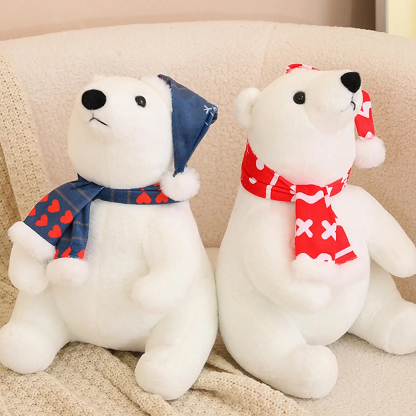 

Polar Bear Stuffed Animal Christmas Stuffed Animal Toy Polar Bear Wearing Scarf Soft Doll For Kids Girls Sofa Bedside Living