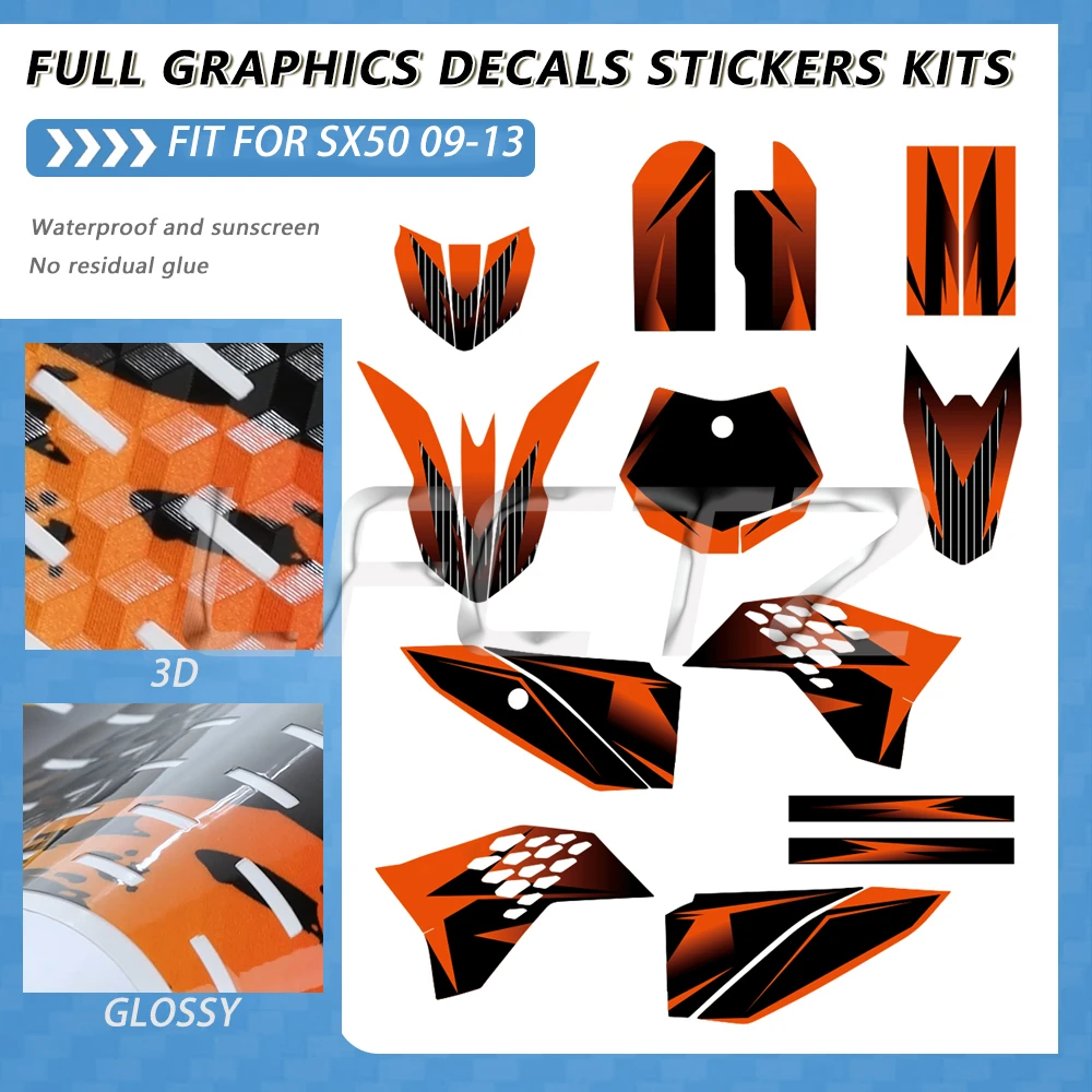 Full Set Motorcycle Fairing Graphic Background Decals Sticker Fit for 50cc SX50 SX 50 50SX 2009 2010 2011 2012 2013