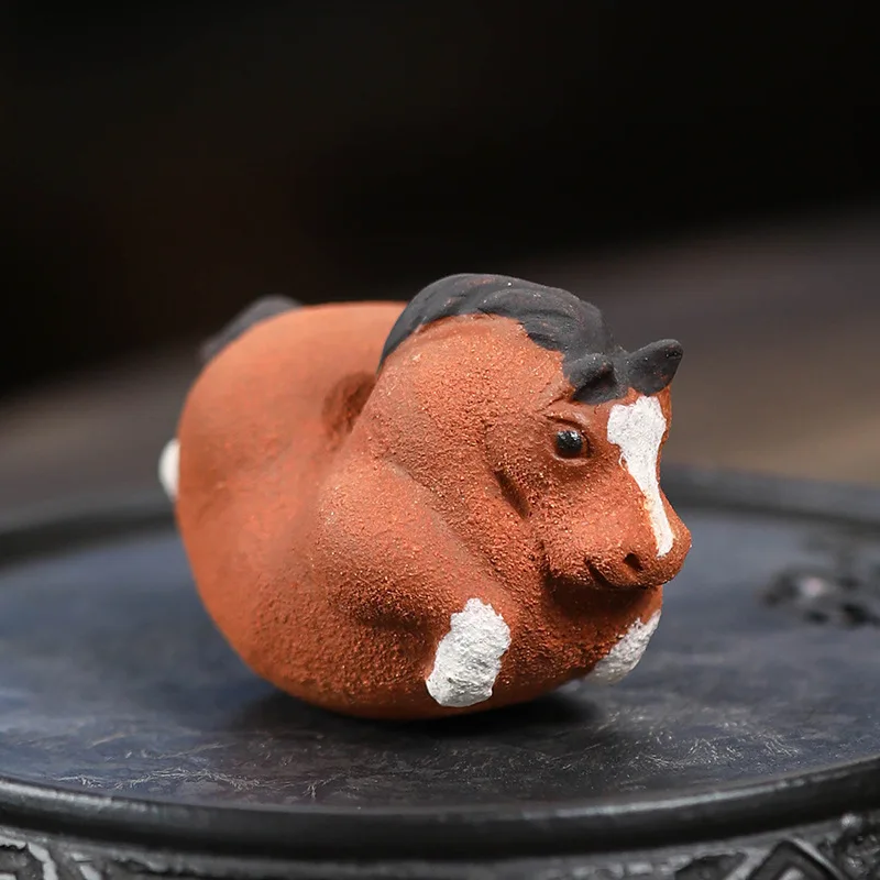 Purple Clay Tea Pet Twelve Zodiac Horse Ornament Tang Horse Handmade Tumbler Can Raise Tea Players Home Decoration Little Flying