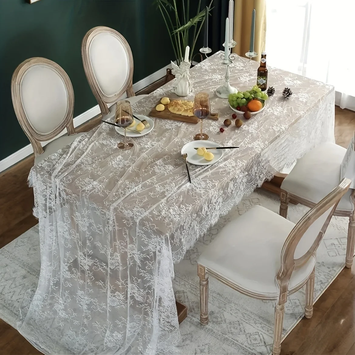 Tablecloth Lace 150*300cm Tablecloth Lace Decoration Hotel Wedding Party Catering Decoration Fabric Home Decoration Lace Tablecl