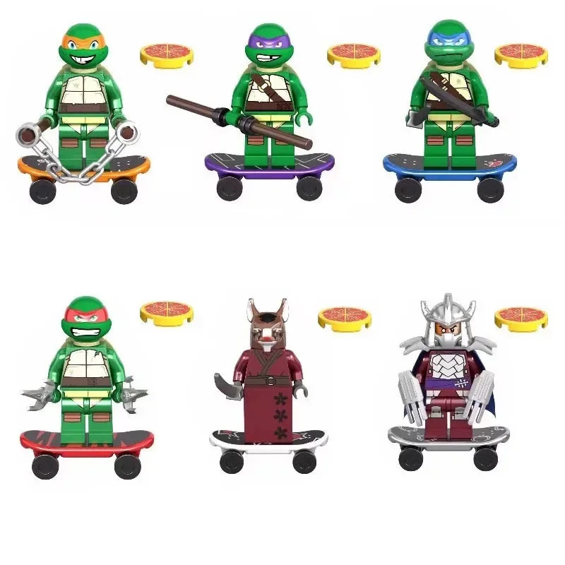 4pcs 6pcs TMNT Mini Action Figures Ninja Turtle Bricks Leo Raph Don Doll Assemble Building Blocks MOC DIY Toys for Children